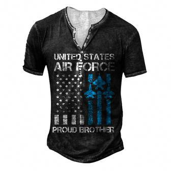 Air Force Us Veteran | Proud Air Force Brother 4Th Of July Men's Henley Button-Down 3D Print T-shirt - Thegiftio UK
