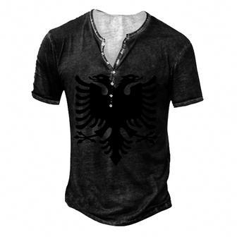 Albanian Flag Albania Flag Men's Henley Button-Down 3D Print T-shirt - Thegiftio UK