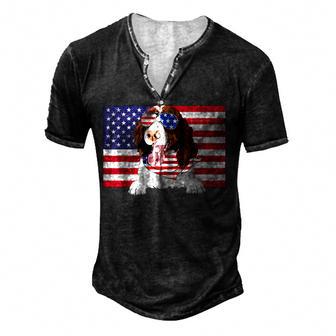 American Flag 4Th Of July English Springer Spaniel Dog Lover V2 Men's Henley Button-Down 3D Print T-shirt - Thegiftio UK