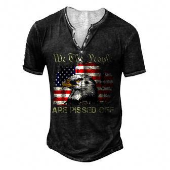 American Flag Bald Eagle We The People Are Pissed Off V4 Men's Henley Button-Down 3D Print T-shirt - Thegiftio UK