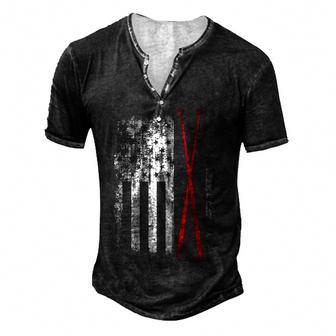 American Flag Drumsticks Usa Drummers Vintage Drum Sticks Men's Henley Button-Down 3D Print T-shirt - Thegiftio UK