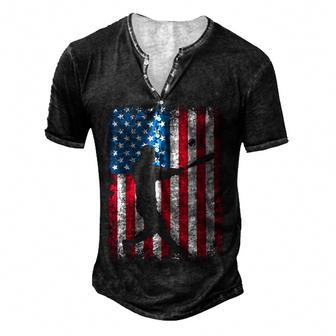 American Flag Vintage Baseball Flag Men Boys Gift Men's Henley Button-Down 3D Print T-shirt - Thegiftio UK