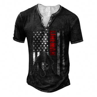 American Football Lineman Offensive Player Apparel Us Flag Men's Henley Button-Down 3D Print T-shirt - Thegiftio UK