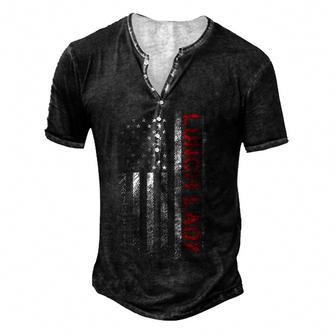 American Lunch Lady United States Us Flag Gift Patriotic Men's Henley Button-Down 3D Print T-shirt - Thegiftio UK