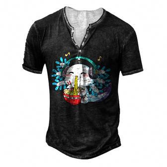 Anime Axolotl Waifu Who Love Anime Ramen And Sketching Japan V3 Men's Henley Button-Down 3D Print T-shirt - Thegiftio UK