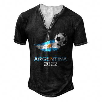 Argentina Flag Jersey Supporter Argentinian Soccer Team Men's Henley Button-Down 3D Print T-shirt - Thegiftio UK