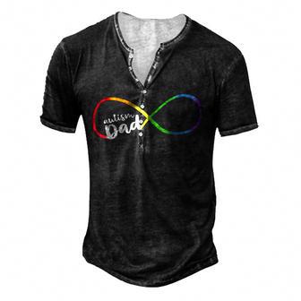Autism Dad Infinity Symbol Men's Henley Button-Down 3D Print T-shirt - Thegiftio UK