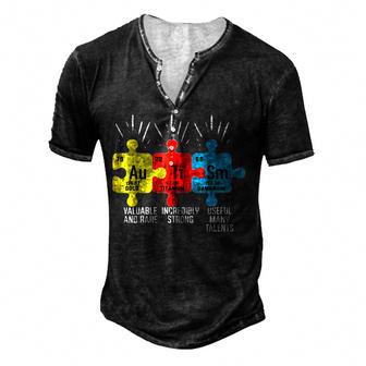 Autism Elements Periodic Table Awareness Asd Support Men's Henley Button-Down 3D Print T-shirt - Thegiftio UK