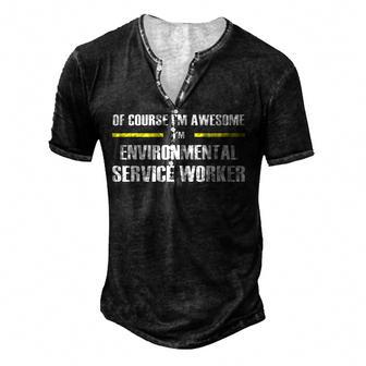 Awesome Environmental Service Worker Men's Henley Button-Down 3D Print T-shirt - Thegiftio UK