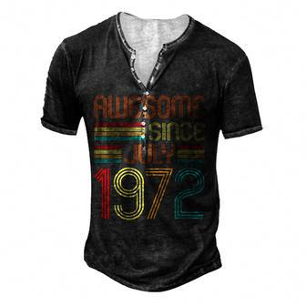 Awesome Since July 1972 Vintage 50Th Birthday 50 Years Old Men's Henley T-Shirt - Seseable