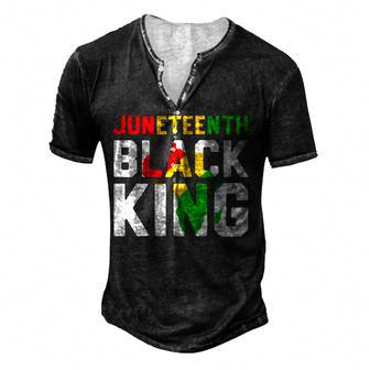 Awesome Junenth Black King Melanin Fathers Day Men Boys Men's Henley Button-Down 3D Print T-shirt - Thegiftio UK