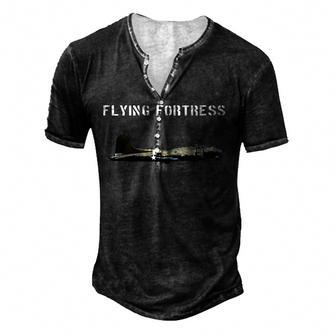 B-17 Flying Fortress Ww2 Bomber Airplane Pilot Men's Henley T-Shirt - Seseable