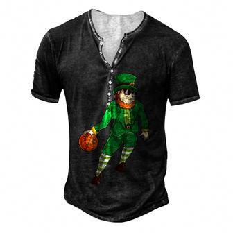 Basketball St Patricks Day Leprechaun Irish Boys Kids Men Men's Henley Button-Down 3D Print T-shirt - Thegiftio UK