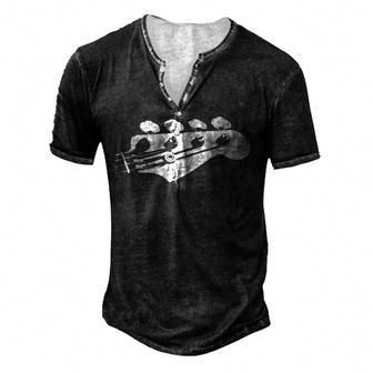 Bass Guitar Player Bassist Gift Men's Henley Button-Down 3D Print T-shirt - Thegiftio UK