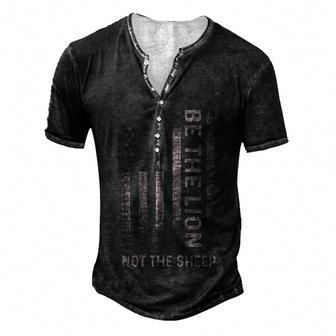 Be The Lion Not The Sheep Men's Henley Button-Down 3D Print T-shirt - Thegiftio UK