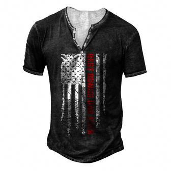 Best Bonus Dad Ever American Usa Flag Fathers Day Gift Dad Men's Henley Button-Down 3D Print T-shirt - Thegiftio UK