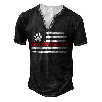 Best Cat Dad Ever Cat Daddy Flag Gift Men's Henley Button-Down 3D Print T-shirt - Thegiftio UK