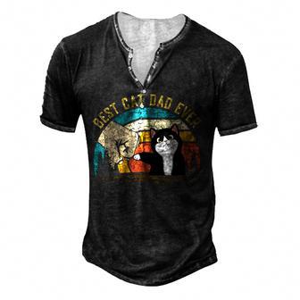Best Cat Dad Ever Funny Cat Daddy Fathers Day Men's Henley Button-Down 3D Print T-shirt - Thegiftio UK