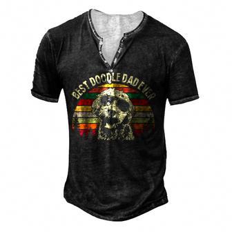 Best Doodle Dad Ever Goldendoodle Dad Vintage V3 Men's Henley Button-Down 3D Print T-shirt - Thegiftio UK
