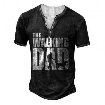 Best Funny Gift For Fathers Day 2022 The Walking Dad Men's Henley Button-Down 3D Print T-shirt