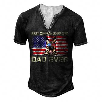 Best German Shepherd Dad Ever Funny Dog Lover American Flag Men's Henley Button-Down 3D Print T-shirt - Thegiftio UK
