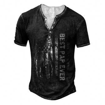 Best Pap Ever Usa Flag Fathers Day Men's Henley Button-Down 3D Print T-shirt - Thegiftio UK