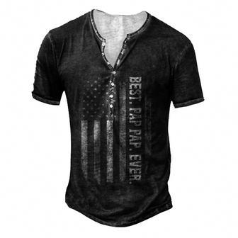 Best Pap Pap Ever Vintage American Flag Fathers Day Men's Henley Button-Down 3D Print T-shirt - Thegiftio UK