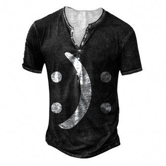 Bipolar Awareness Happy Sad Face Mental Health Men's Henley Button-Down 3D Print T-shirt - Thegiftio UK