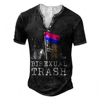 Bisexual Trash Raccoon Opossum Flag Bi Pride Flag Lgbtq Men's Henley Button-Down 3D Print T-shirt - Thegiftio UK