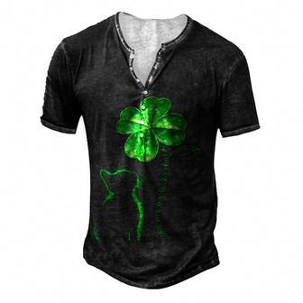 Black Cat St Patricks Day Shamrock You Are My Lucky Charm Men's Henley Button-Down 3D Print T-shirt - Thegiftio UK