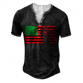 Black Lives Matter Pan African American Unia Flag Men's Henley Button-Down 3D Print T-shirt - Thegiftio UK