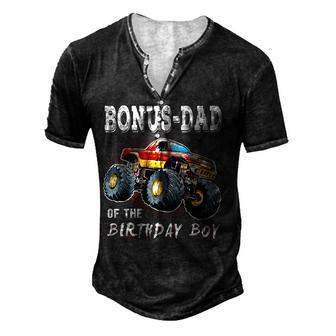 Bonus Dad Of The Birthday Boy Monster Truck Birthday Novelty Men's Henley Button-Down 3D Print T-shirt - Thegiftio UK