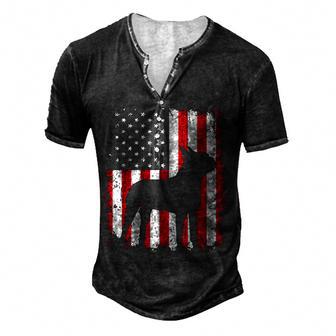 Boston Terrier 4Th Of July American Usa Flag Dog Gifts Men's Henley Button-Down 3D Print T-shirt - Thegiftio UK
