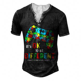 Boys Autism Gift Game Autism Awareness Month Day Men Kids Men's Henley Button-Down 3D Print T-shirt - Thegiftio UK