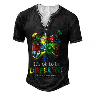 Boys Autism Gift Game Autism Awareness Month Day Men Kids V2 Men's Henley Button-Down 3D Print T-shirt - Thegiftio UK