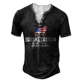 Mens Briketarian Bbq Grilling Chef State Map Barbecue V2 Men's Henley T-Shirt - Seseable