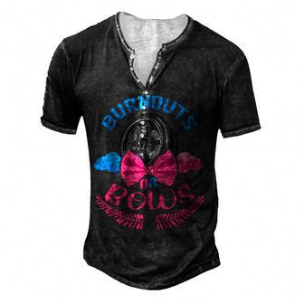 Burnouts Or Bows Gender Reveal Baby Party Announcement Men's Henley Button-Down 3D Print T-shirt - Thegiftio UK