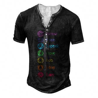 Chakra Alignment Yoga Meditation Spiritual Men's Henley Button-Down 3D Print T-shirt - Thegiftio UK