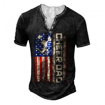 Cheerleader Dad Funny Cheer Dad American Us Flag Father Team Men's Henley Button-Down 3D Print T-shirt - Thegiftio UK