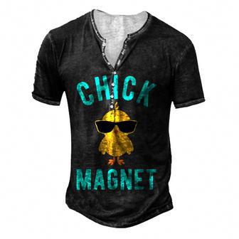 Chick Magnet Funny Easter For Boys Kids Men Men's Henley Button-Down 3D Print T-shirt - Thegiftio UK