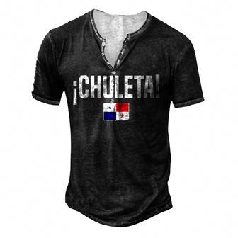 Chuleta Panamanian Slang Panama Flag Men's Henley Button-Down 3D Print T-shirt - Thegiftio UK