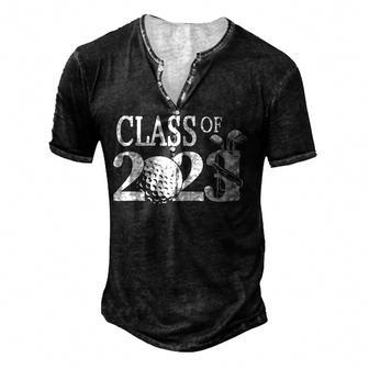 Class Of 2023 Graduation Senior Golfer Golf Player Men's Henley Button-Down 3D Print T-shirt - Thegiftio UK