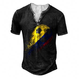 Colombia Soccer Colombian Flag Pride Soccer Player Men's Henley Button-Down 3D Print T-shirt - Thegiftio UK