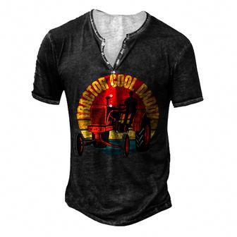 Cool Tractor Daddy Funny Farmer Father Day Men's Henley Button-Down 3D Print T-shirt - Thegiftio UK