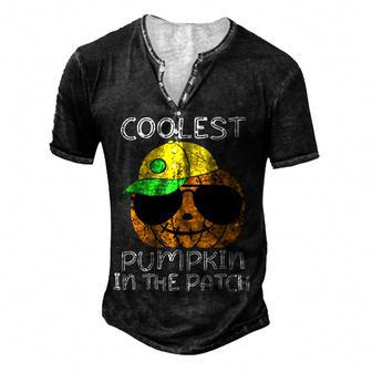 Coolest Pumpkin In The Patch Halloween Boys Girls Men V6 Men's Henley Button-Down 3D Print T-shirt - Thegiftio UK