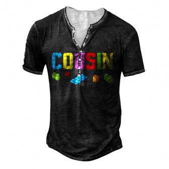 Cousin Master Builder Building Bricks Blocks Family Set Men Men's Henley Button-Down 3D Print T-shirt - Thegiftio UK