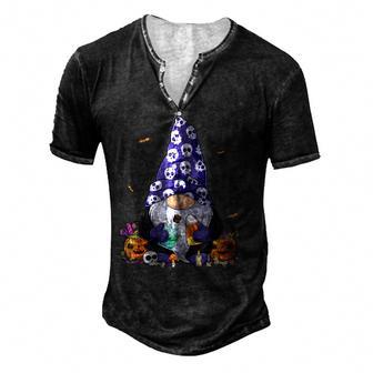 Cute Gnomes Happy Halloween Fall Candy Corn Pumpkin Men Kid Men's Henley Button-Down 3D Print T-shirt - Thegiftio UK