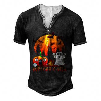 Cute Happy Camp-O-Ween Camping Funny Halloween Costumes Men's Henley Button-Down 3D Print T-shirt - Thegiftio UK