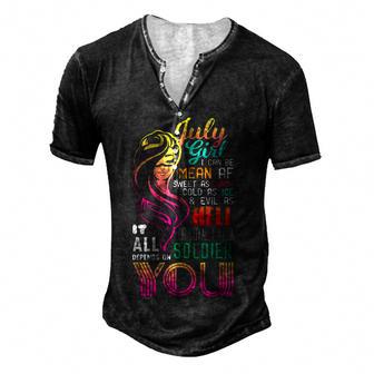 Cute July Girl Statement Quote Bday Men's Henley Button-Down 3D Print T-shirt - Thegiftio UK