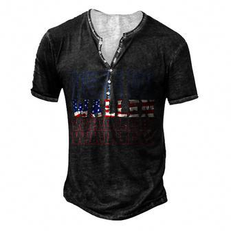 Cute Wallen American Flag Red White Blue Merch Outfit Men's Henley Button-Down 3D Print T-shirt - Thegiftio UK